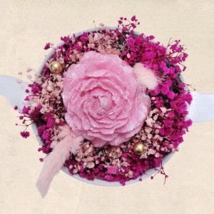 Flower Box με αρωματική παιώνια ή τριαντάφυλλο και αποξηραμένα άνθη σε διάφορα χρώματα