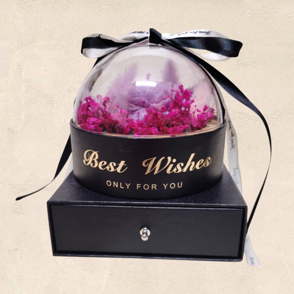 Flower Box με αρωματικό λουλούδι, αποξηραμένα άνθη και συρτάρι με γλυκές λιχουδιές