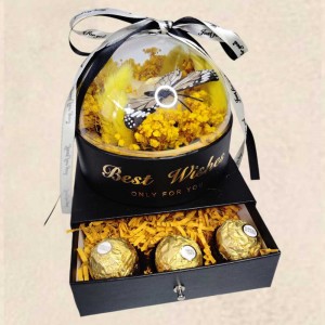 Flower Box με αρωματικό λουλούδι, αποξηραμένα άνθη και συρτάρι με γλυκές λιχουδιές