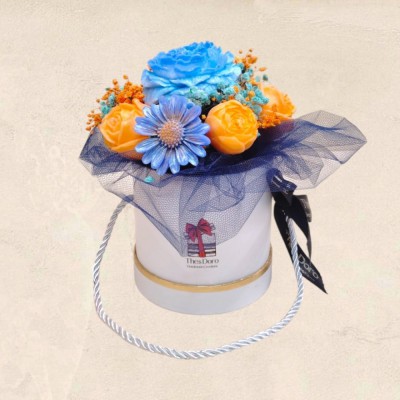 Blue And Orange Flower Box