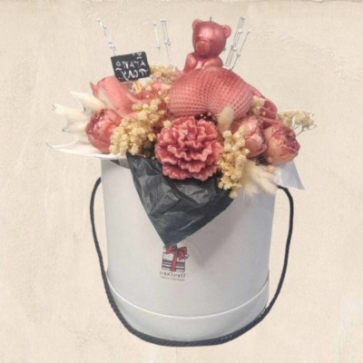 Flower Box με Αρωματικά Κεριά & Χειροποίητα Κεέρινα Λουλούδια