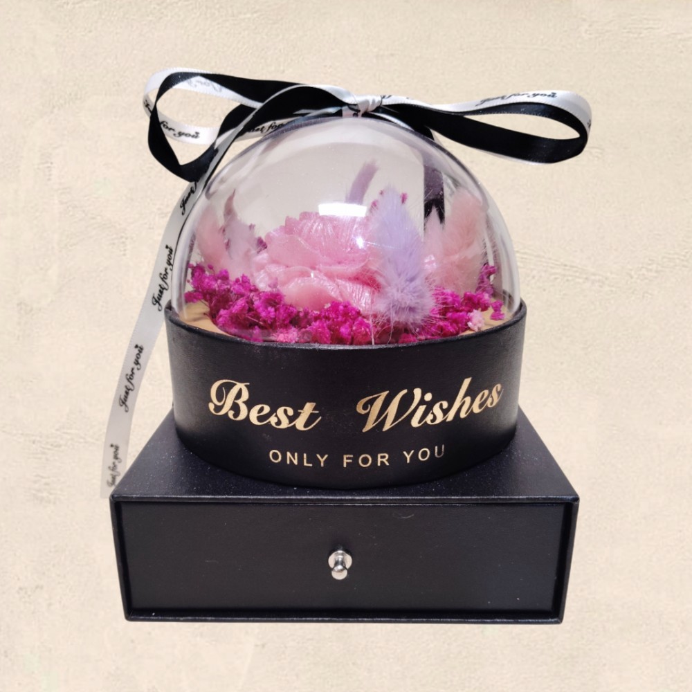 Flower Box με αρωματικό λουλούδι, αποξηραμένα άνθη και συρτάρι με γλυκές λιχουδιές