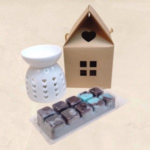 Λευκός καυστήρας Wax Melt Hearts με Wax Melt Bar από κερί σόγιας