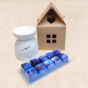 Λευκός καυστήρας Wax Melt Love με Wax Melt Bar από κερί σόγιας Λευκός καυστήρας Wax Melt Love με Wax Melt Bar από κερί σόγιας