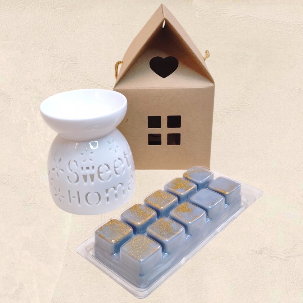 Λευκός καυστήρας Wax Melt Sweet Home με Wax Melt Bar από κερί σόγιας Λευκός καυστήρας Wax Melt Sweet Home με Wax Melt Bar από κερί σόγιας