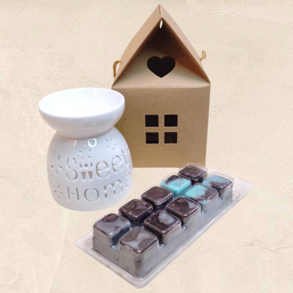 Λευκός καυστήρας Wax Melt Sweet Home με Wax Melt Bar από κερί σόγιας Λευκός καυστήρας Wax Melt Sweet Home με Wax Melt Bar από κερί σόγιας