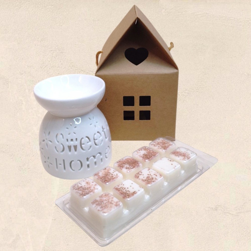 Λευκός καυστήρας Wax Melt Sweet Home με Wax Melt Bar από κερί σόγιας Λευκός καυστήρας Wax Melt Sweet Home με Wax Melt Bar από κερί σόγιας