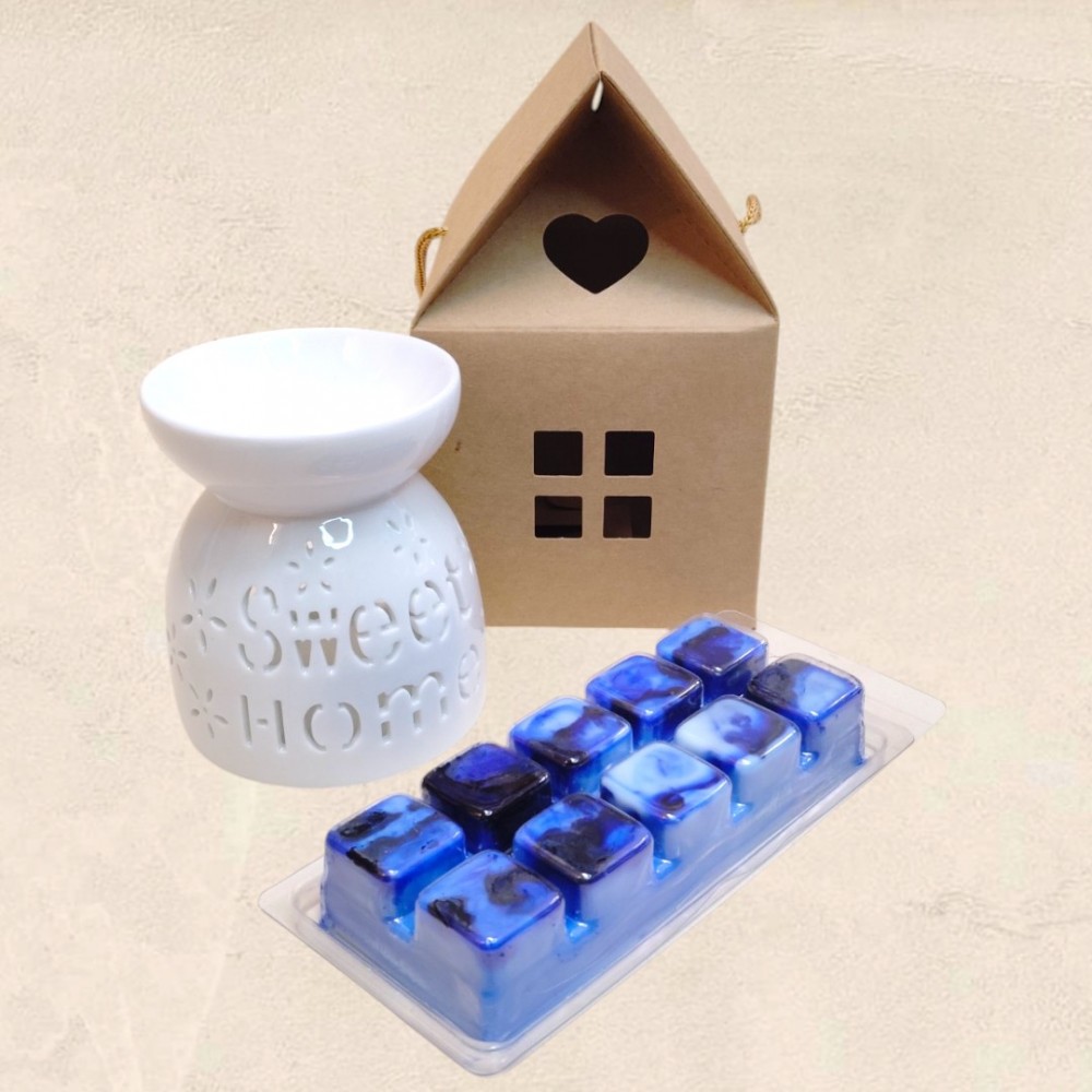 Λευκός καυστήρας Wax Melt Sweet Home με Wax Melt Bar από κερί σόγιας Λευκός καυστήρας Wax Melt Sweet Home με Wax Melt Bar από κερί σόγιας