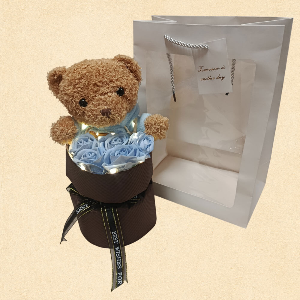 Blue Roses Teddy Bear - Αρκουδάκι με Γαλάζια Τριαντάφυλλα & Φωτισμό Blue Roses Teddy Bear - Αρκουδάκι με Γαλάζια Τριαντάφυλλα & Φωτισμό
