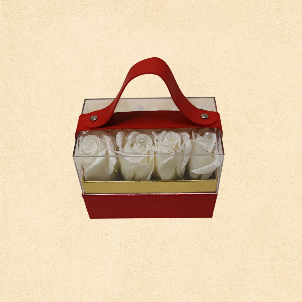 Elegant Rose Handbag - Διάφανη Τσάντα με Λευκά Τριαντάφυλλα Elegant Rose Handbag - Διάφανη Τσάντα με Λευκά Τριαντάφυλλα