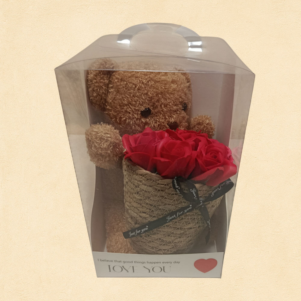 Love You Bear Gift Box - Δώρο Αγίου Βαλεντίνου με Αρκουδάκι & Τριαντάφυλλα