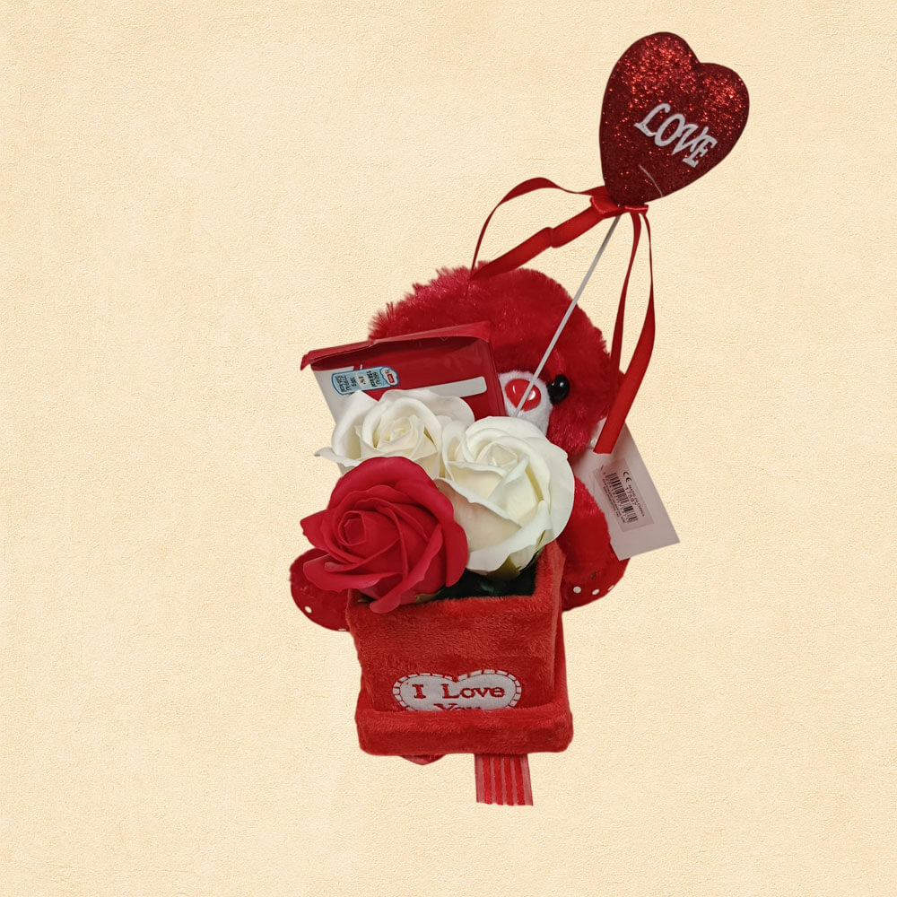 Red Flower Bear - Αρκουδάκι με Τριαντάφυλλα & Lacta Red Flower Bear - Αρκουδάκι με Τριαντάφυλλα & Lacta