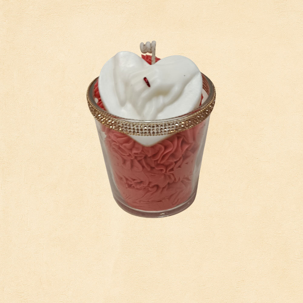 Red Valentines Candle - Χειροποίητο Κερί με Καρδιές & Glitter Red Valentines Candle - Χειροποίητο Κερί με Καρδιές & Glitter