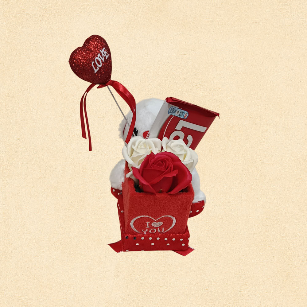 White Flower Bear - Αρκουδάκι με Τριαντάφυλλα & Lacta White Flower Bear - Αρκουδάκι με Τριαντάφυλλα & Lacta